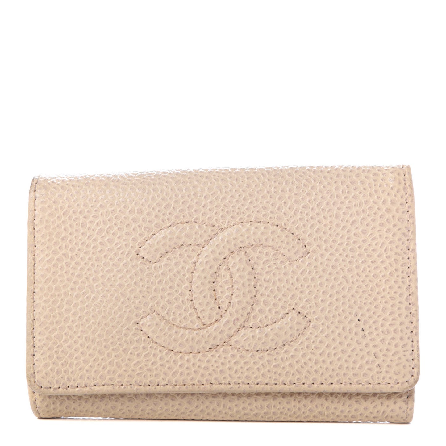 Caviar Timeless CC 6 Key Holder Case Beige Clair