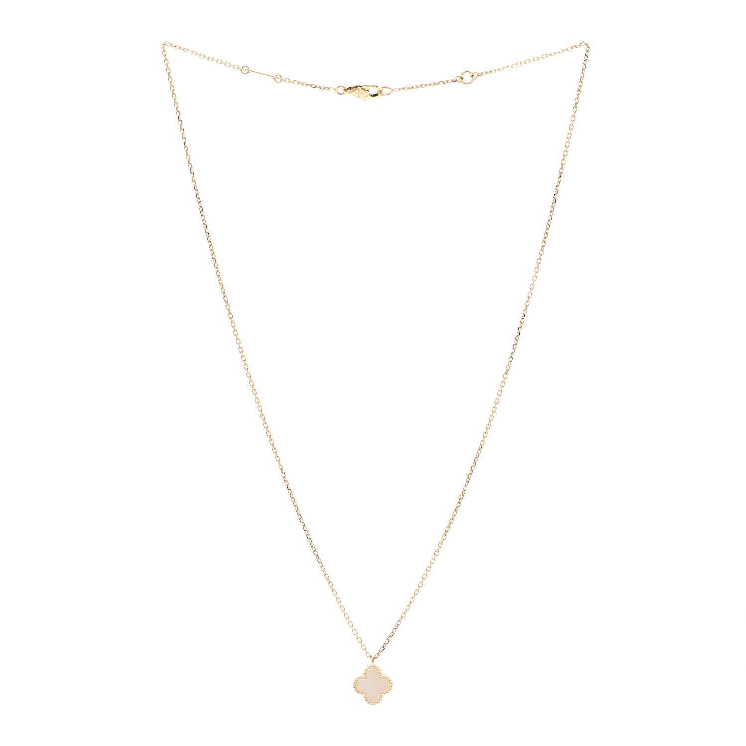 Van Cleef & Arpels 18K Yellow Gold Mother of Pearl Sweet Alhambra Pendant Necklace 3 of 6