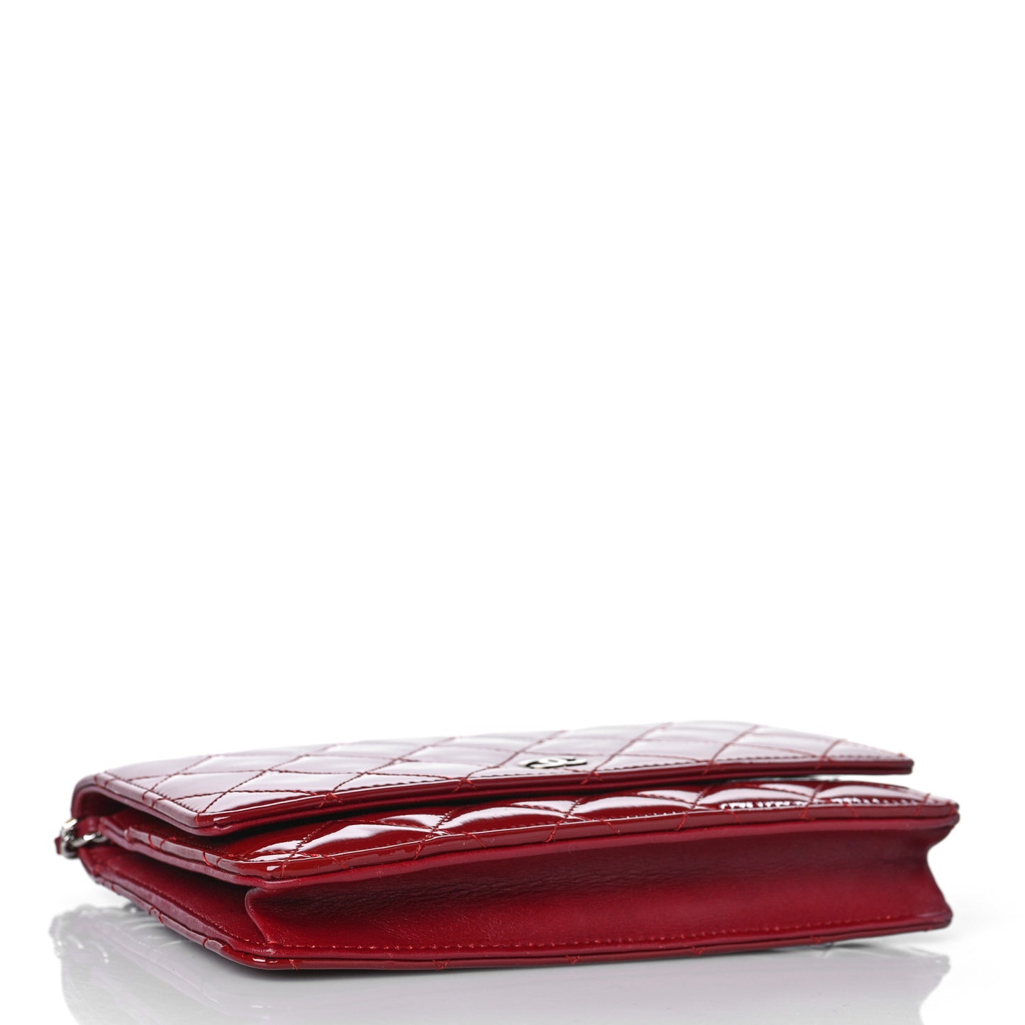 Patent Quilted Wallet On Chain WOC Red