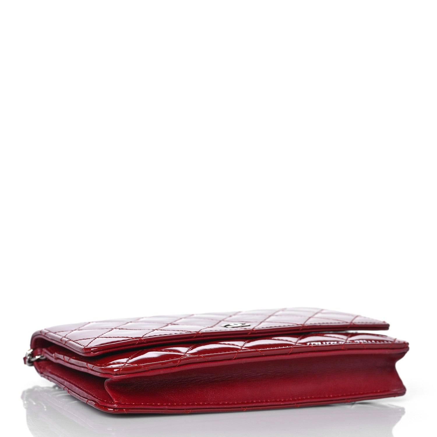 Chanel Patent Quilted Wallet On Chain WOC Red 4 of 12