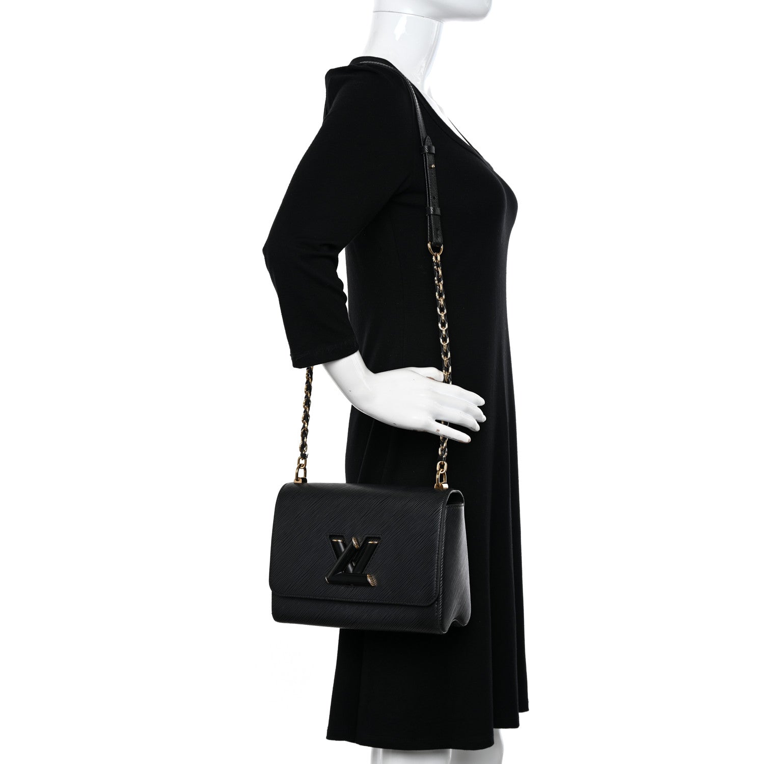 Louis Vuitton Epi Twist Shoulder Bag MM Matte Black Gold 2 of 19