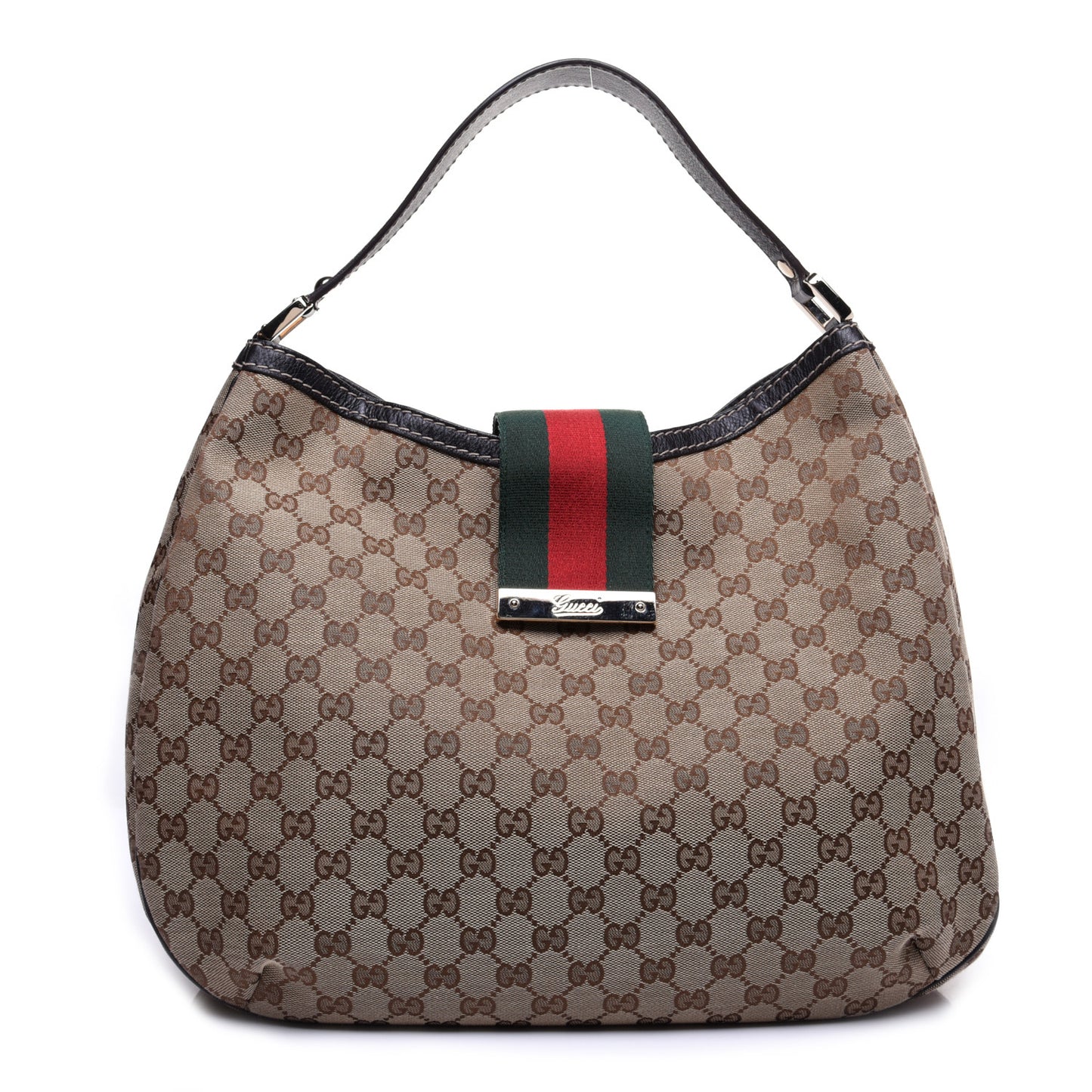 Monogram Large New Ladies Web Hobo Dark Brown
