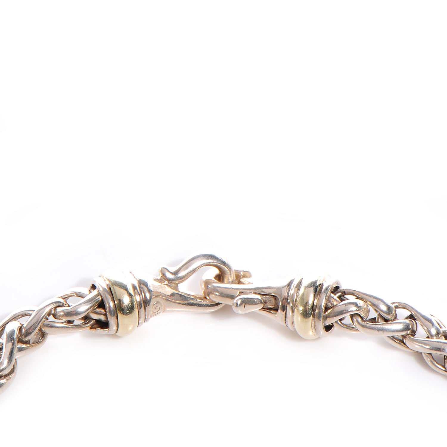 David Yurman Sterling Silver Medium 14k Gold 6mm Wheat Chain Necklace 5 of 6