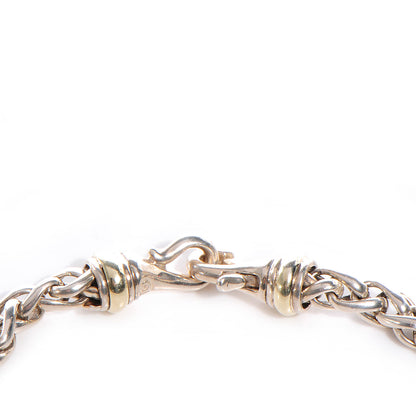 David Yurman Sterling Silver Medium 14k Gold 6mm Wheat Chain Necklace 5 of 6