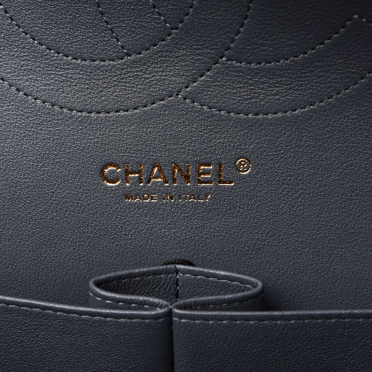 Caviar Quilted Jumbo Double Flap Dark Grey