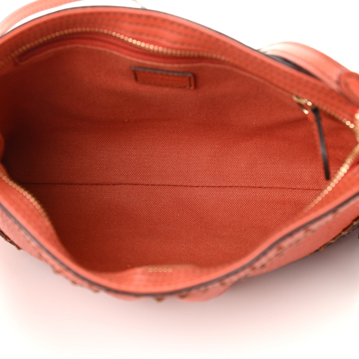 Grainy Calfskin Broguing Crossbody Tangerine