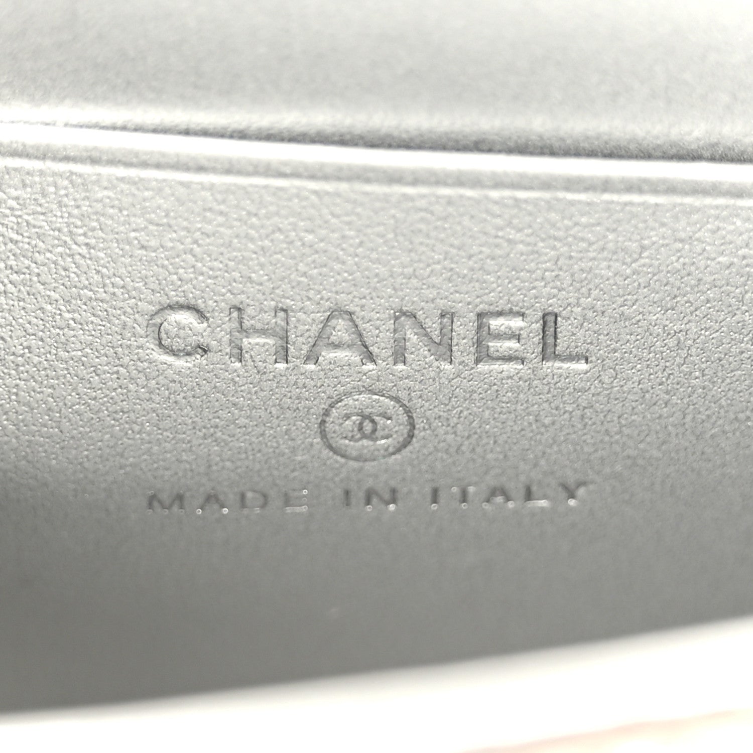 Chanel Metallic Lambskin Quilted Mini Chain CC Top Handle Clutch With Chain Silver 6 of 10