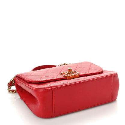 Chanel Lambskin Quilted Small Chain Infinity Top Handle Flap Dark Red 4 of 10
