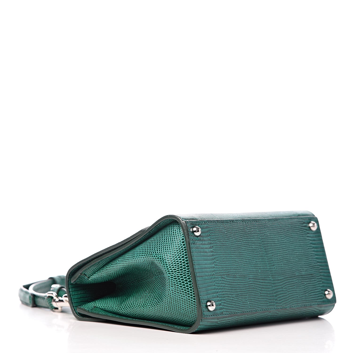 Dolce & Gabbana Lizard Calfskin Embossed Small Monica Top Handle Bag Green 4 of 13