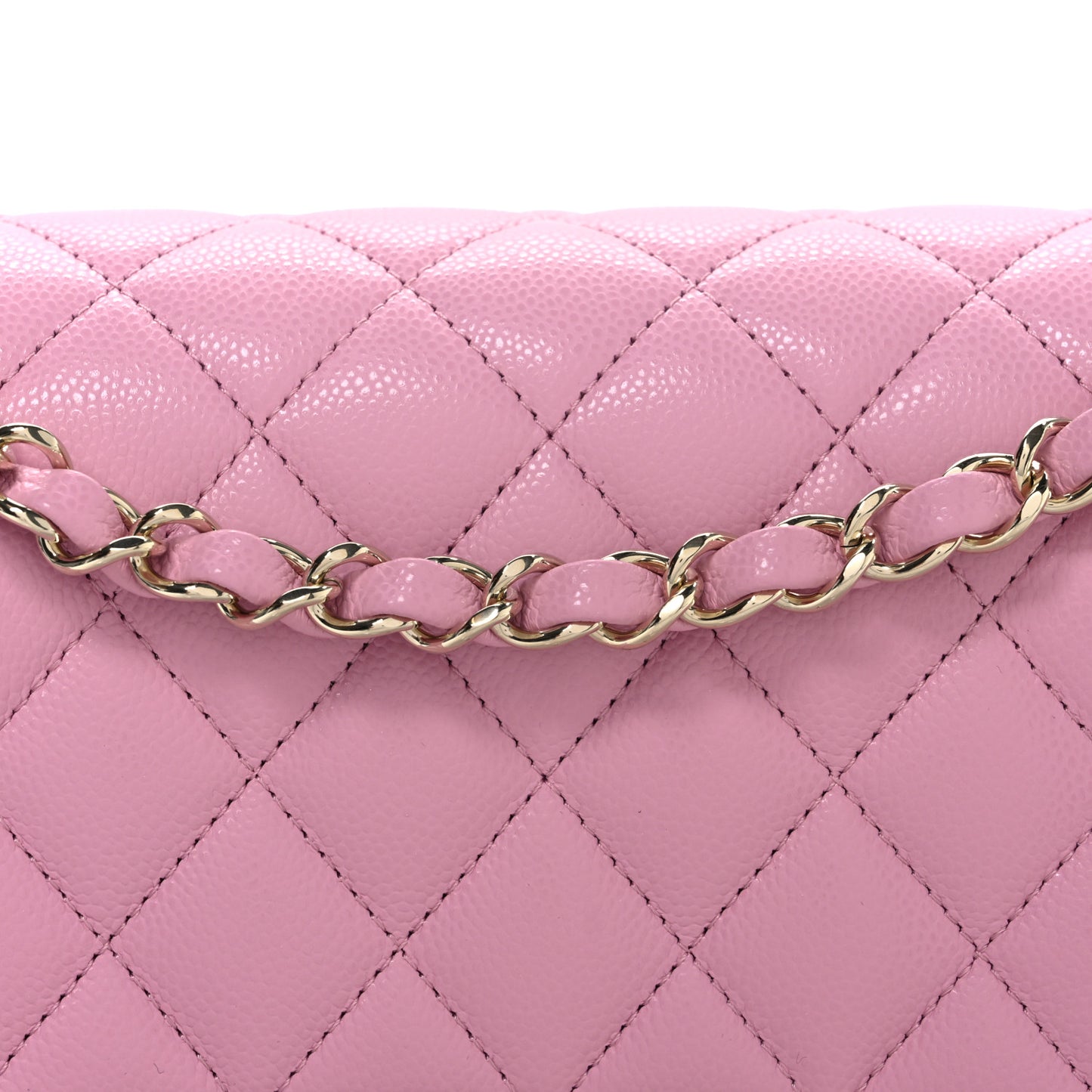 Caviar Quilted Medium Double Flap Light Pink