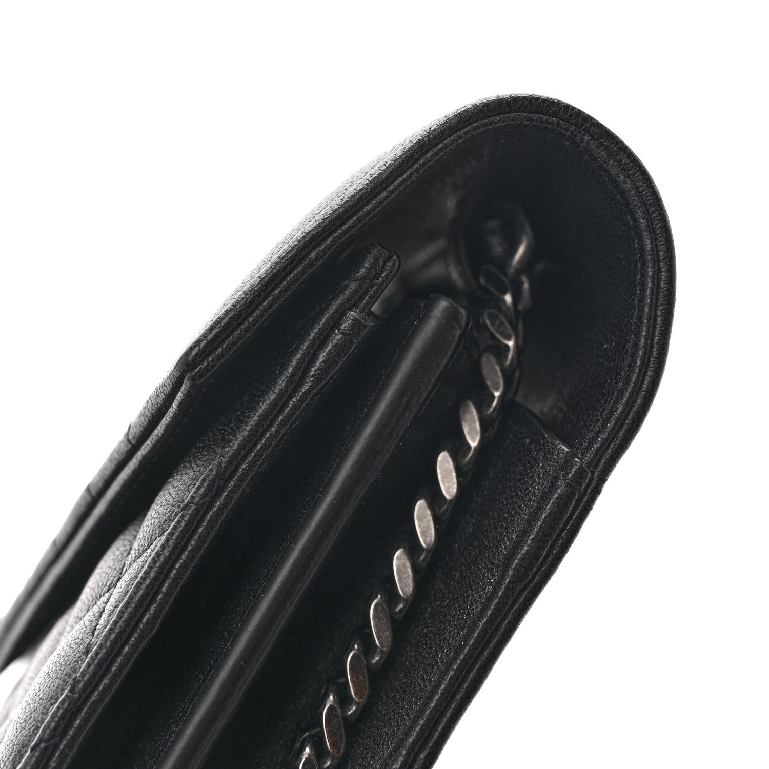 Saint Laurent Sheepskin Tri-Quilt Monogram Envelope Chain Wallet Black 12 of 13