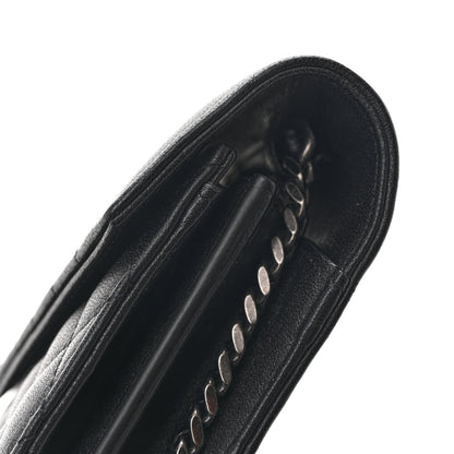 Saint Laurent Sheepskin Tri-Quilt Monogram Envelope Chain Wallet Black 12 of 13