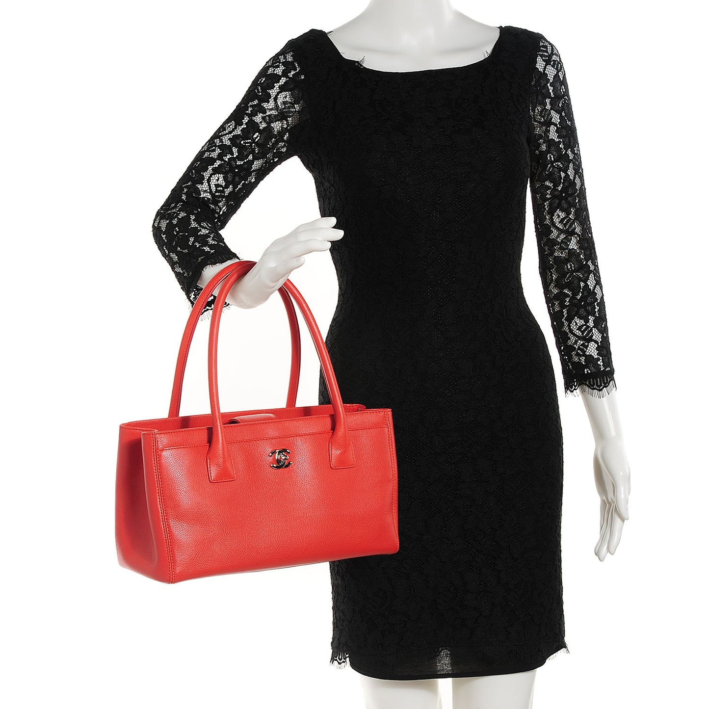 Calfskin Small Cerf Shopper Tote Orange
