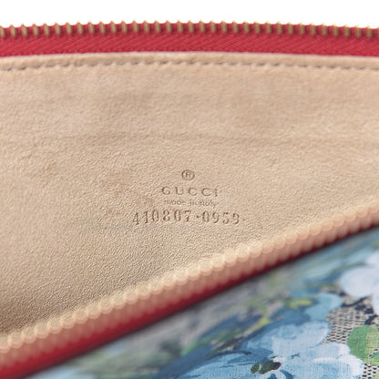 Gucci GG Supreme Monogram Blooms Suede Large Zip Pouch Blue 6 of 9