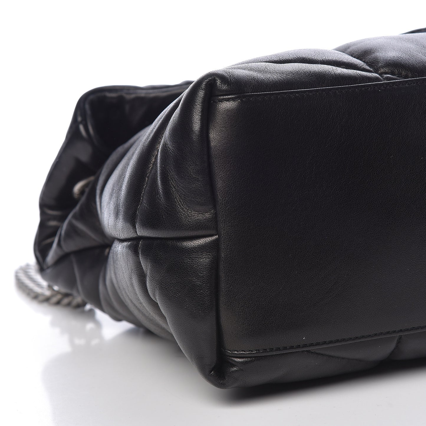 Lambskin Quilted Medium Loulou Puffer Monogram Chain Satchel Black