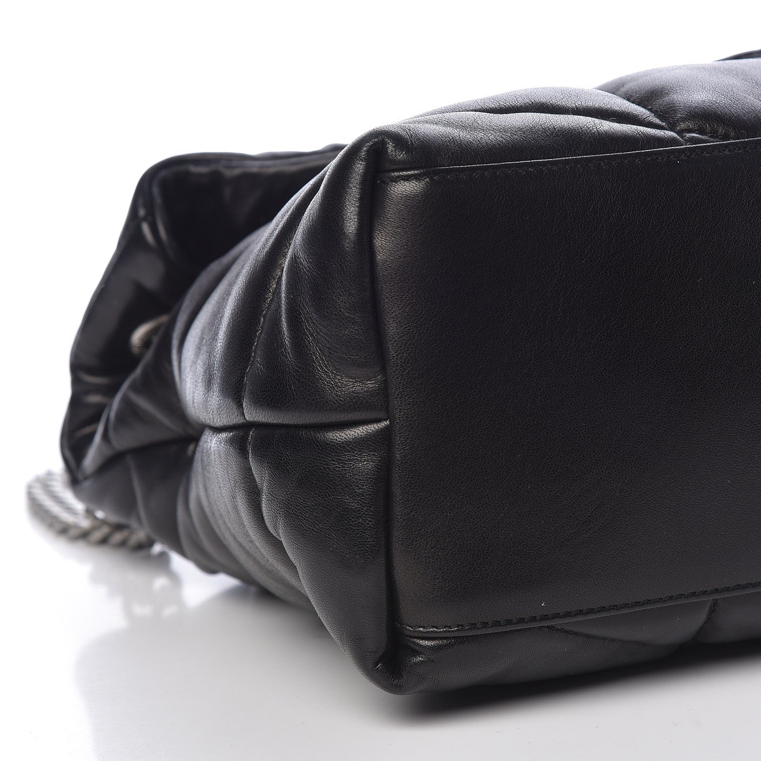 Saint Laurent Lambskin Quilted Medium Loulou Puffer Monogram Chain Satchel Black 9 of 10