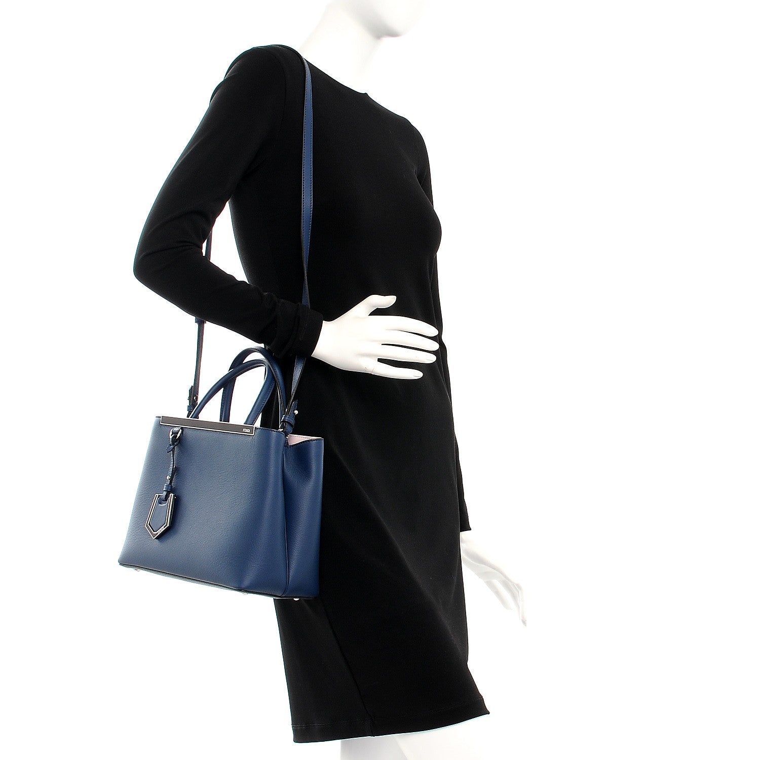 Fendi Vitello Dolce Century Petite 2Jours Tote Blue Rosa Doll 2 of 8