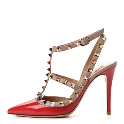 Valentino Garavani Patent Rockstud Ankle Strap 100mm Pumps 37 Rock Pink Poudre 1 of 11