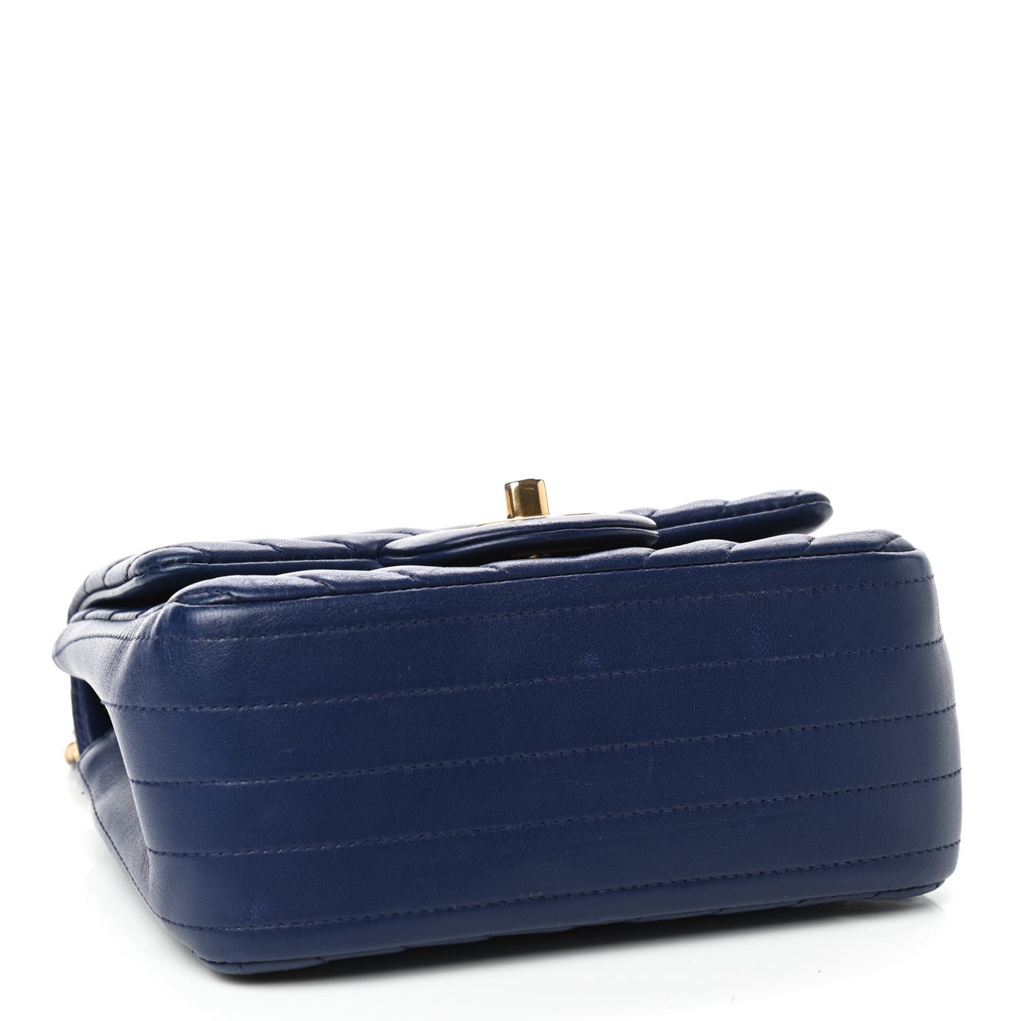Lambskin Chevron Quilted Mini Square Flap Blue