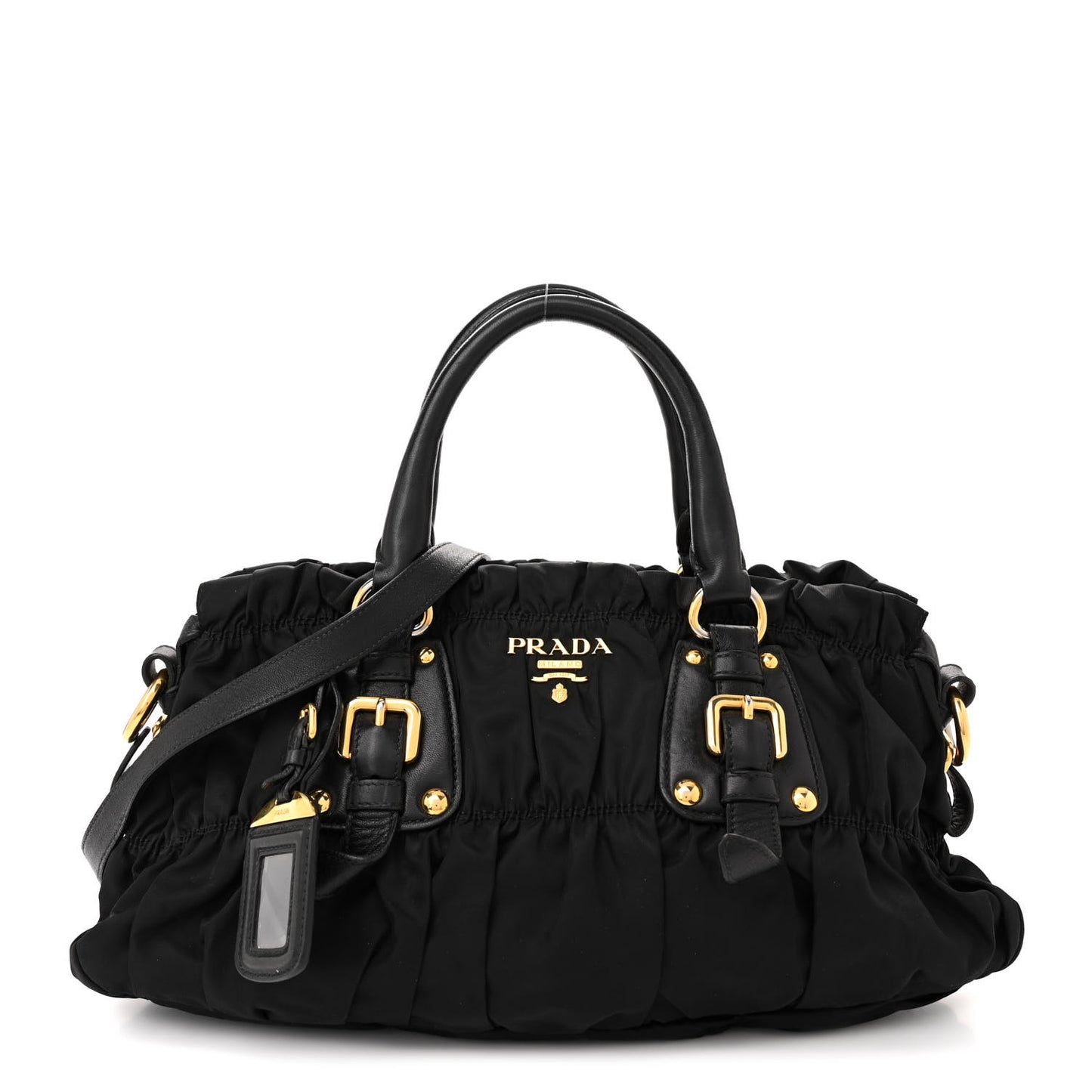 Tessuto Nylon Gaufre Shopping Satchel Black