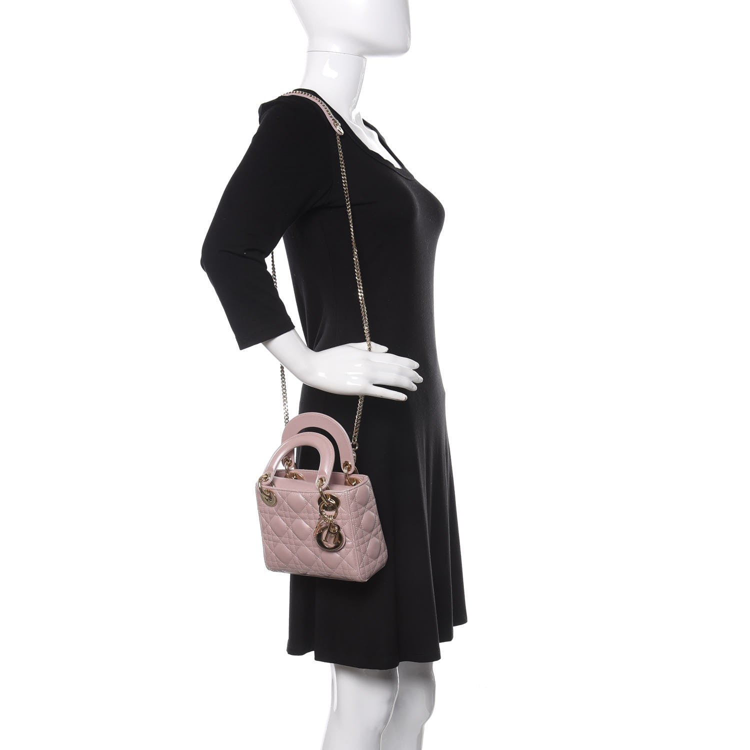Christian Dior Metallic Lambskin Cannage Mini Lady Dior Lotus 2 of 10