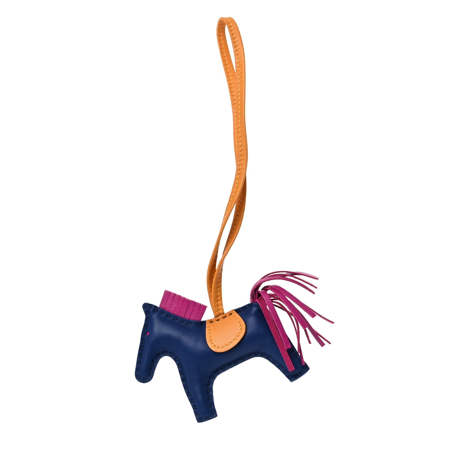 Hermes Milo Lambskin Grigri Rodeo Horse Bag Charm PM Bleu Saphir Rose Pourpre Bouton D'Or 1 of 3