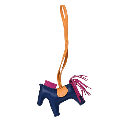 Hermes Milo Lambskin Grigri Rodeo Horse Bag Charm PM Bleu Saphir Rose Pourpre Bouton D'Or 1 of 3