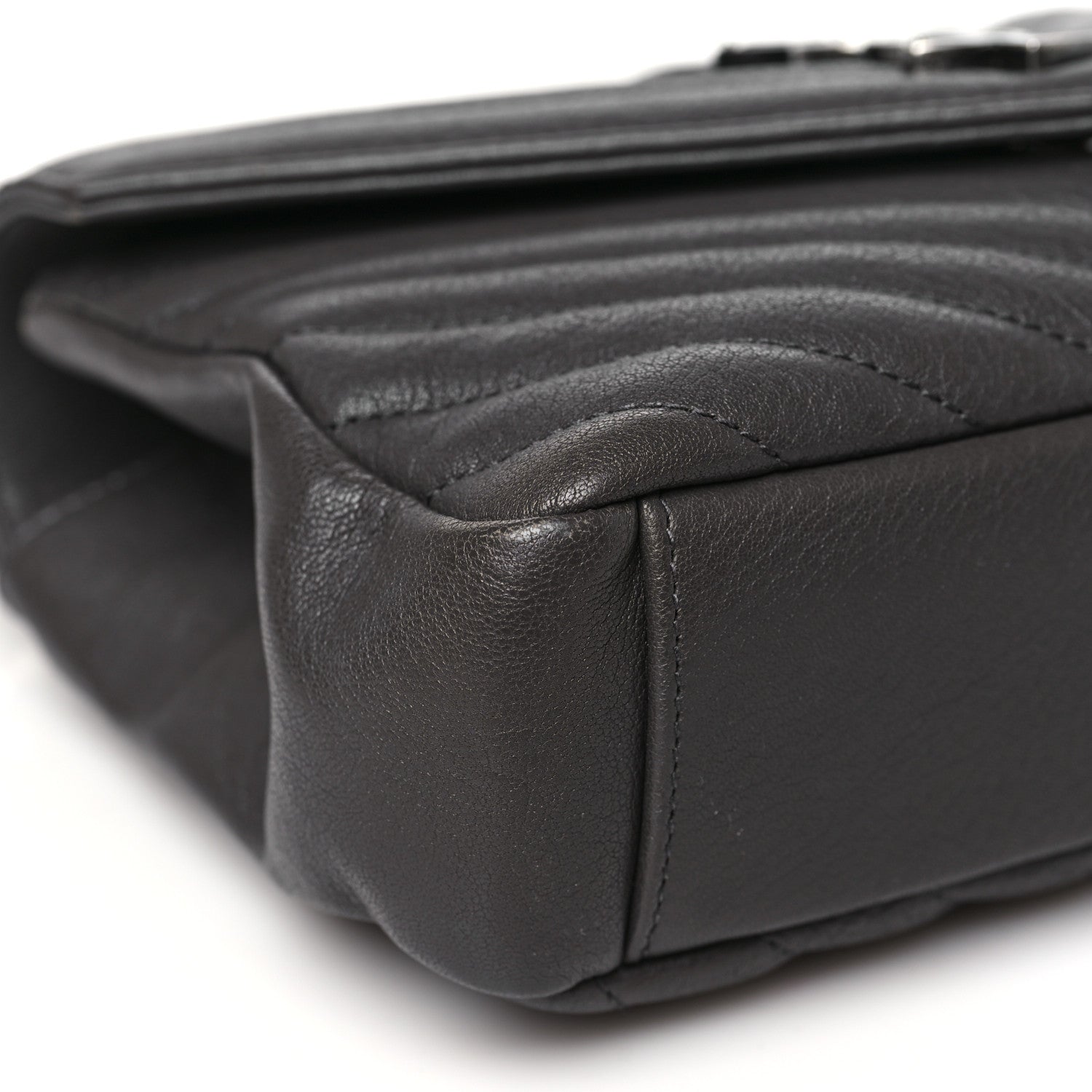 Saint Laurent Sheepskin Matelasse Chevron Monogram Medium College Bag Asphalt 9 of 10