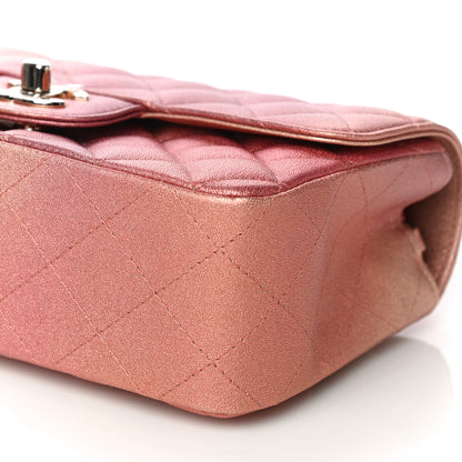 Chanel Metallic Lambskin Quilted Ombre Mini Rectangular Flap Pink 19 of 25