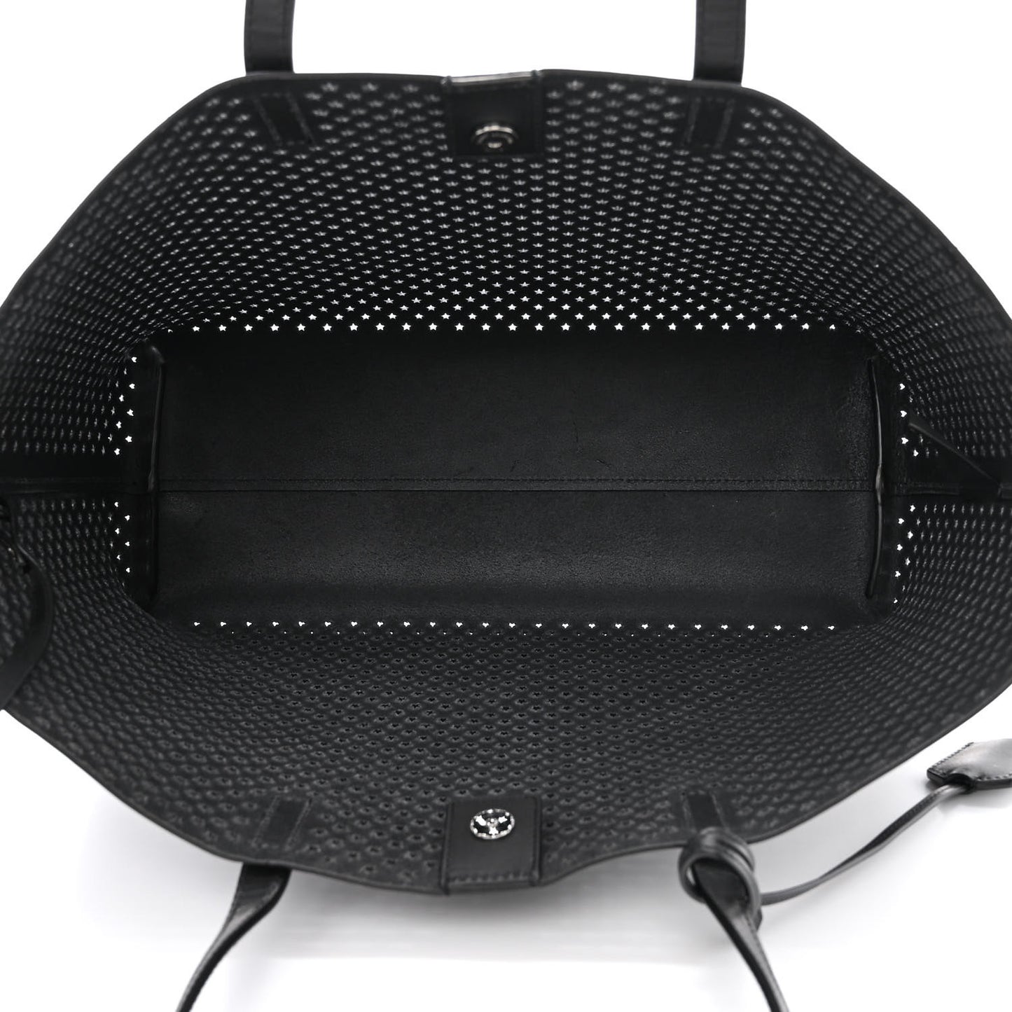 Calfskin Star Perforated Large Shopping Tote Black