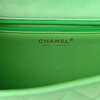 Chanel Caviar Quilted Large Sweet Classic Flap Green 6 of 10