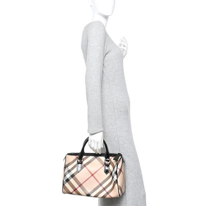 Burberry Nova Check Patent Small Chester Bowling Bag Black 2 of 9