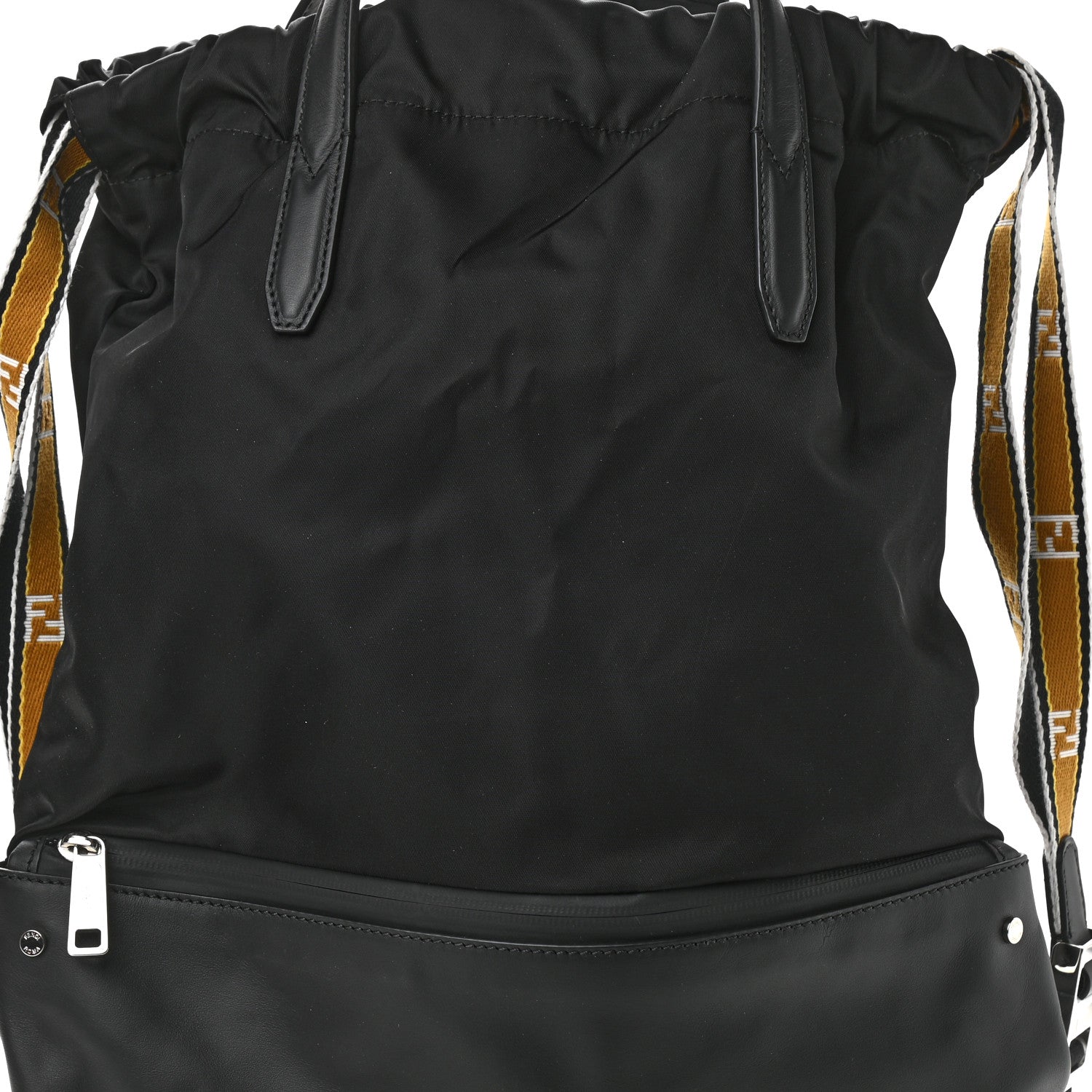 Fendi Nylon Vitello Drawstring Backpack Black 7 of 9