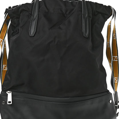 Fendi Nylon Vitello Drawstring Backpack Black 7 of 9