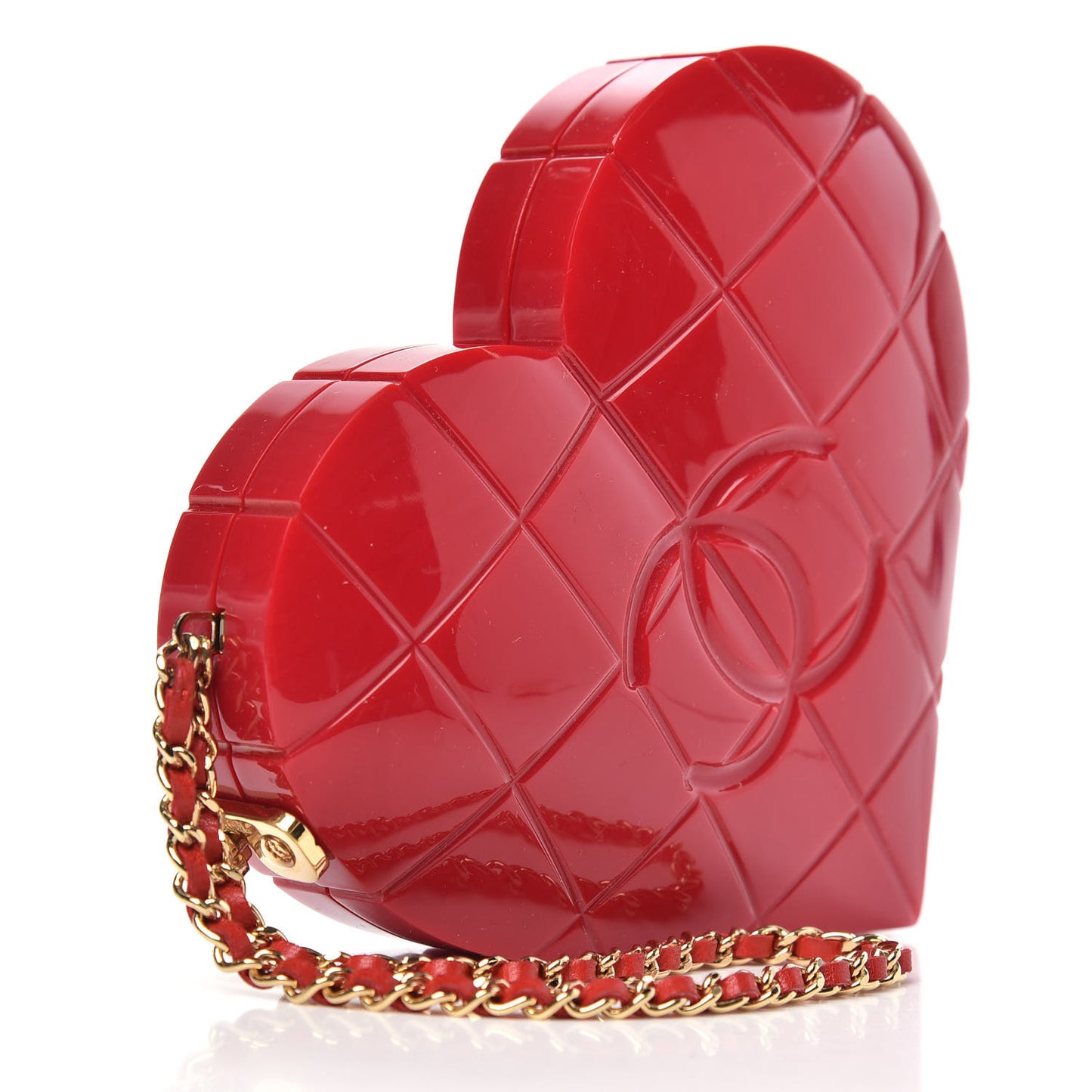 Plexiglass Heart Minaudiere Clutch Red