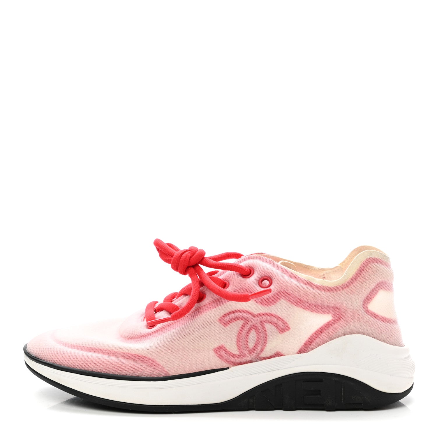 Chanel Lycra Fabric CC Sneakers 40 White Red 1 of 8