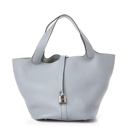 Hermes Taurillon Clemence Picotin Lock 22 MM Bleu Lin 1 of 11