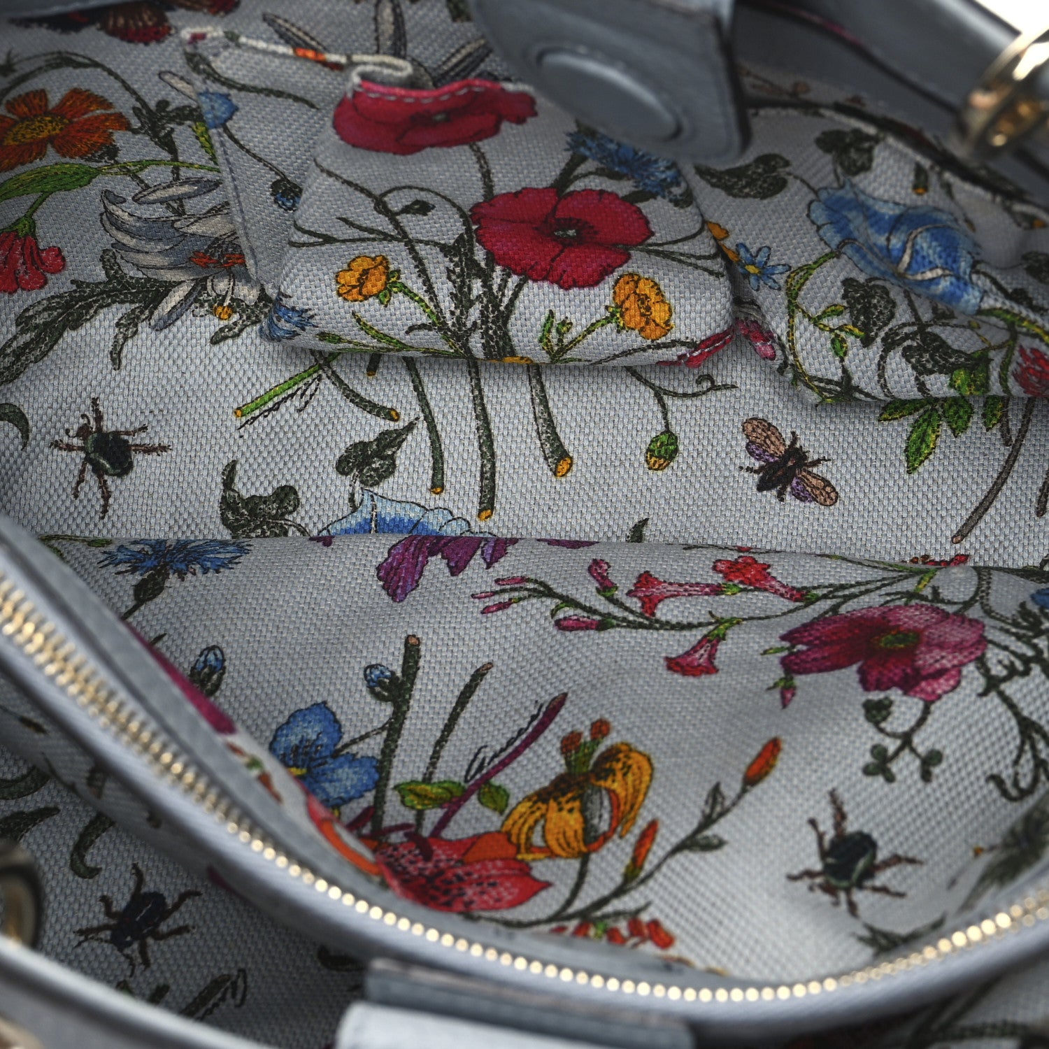 Gucci Pebbled Calfskin Medium Bamboo Shopper Tote Light Blue 5 of 13