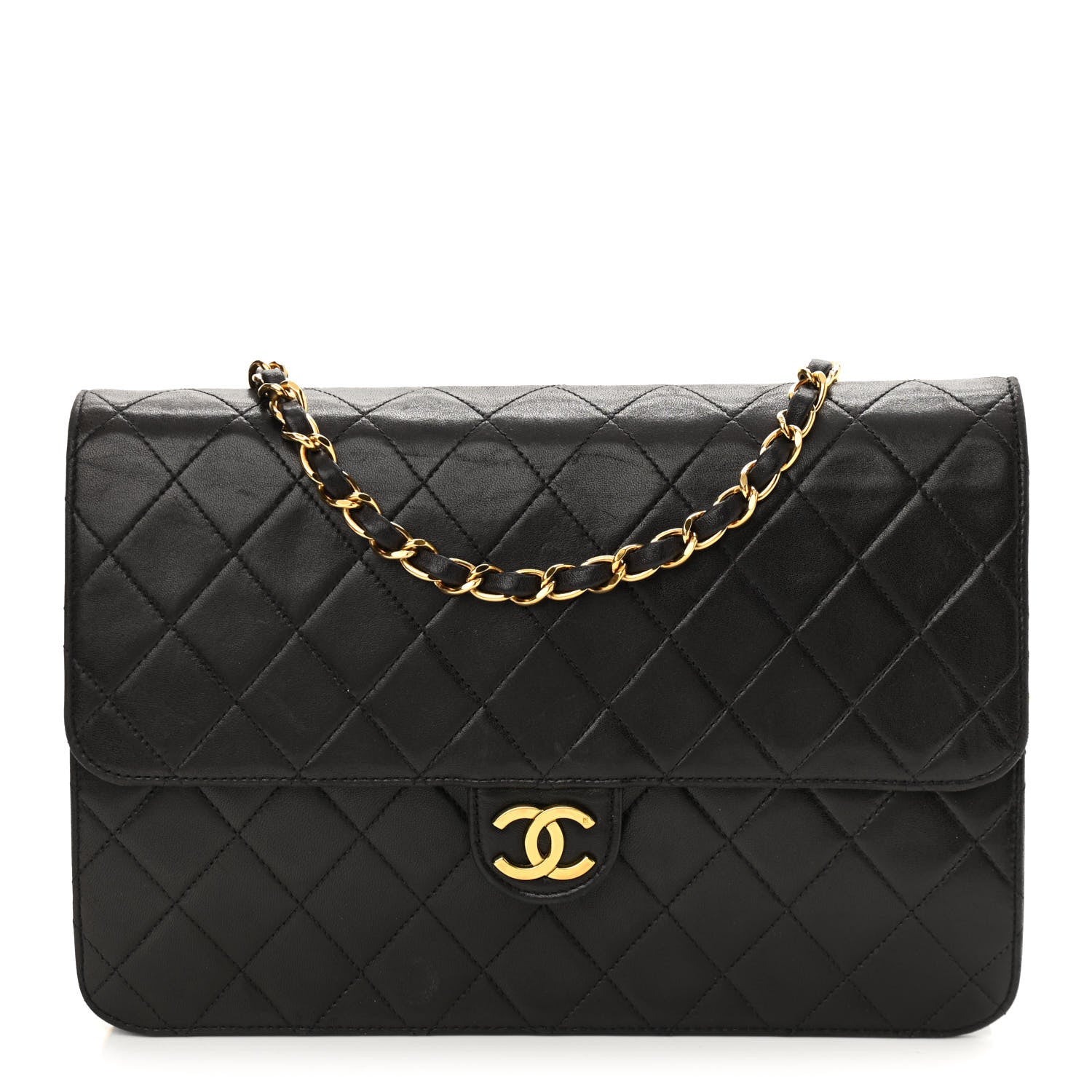 Chanel Lambskin Quilted Clutch With Chain Flap Black 1 of 10