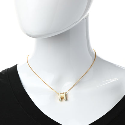 Hermes Lacquered Gold Pop H Pendant Necklace White 2 of 7