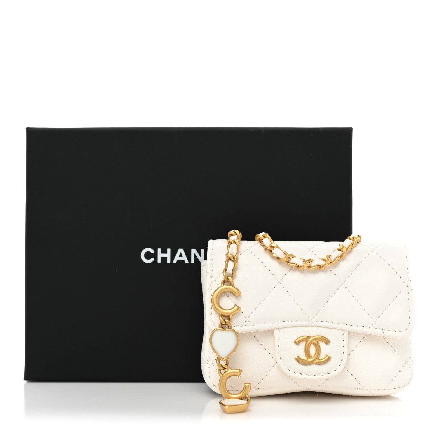 Chanel Lambskin Enamel Quilted Mini Chain Belt Bag White 12 of 12