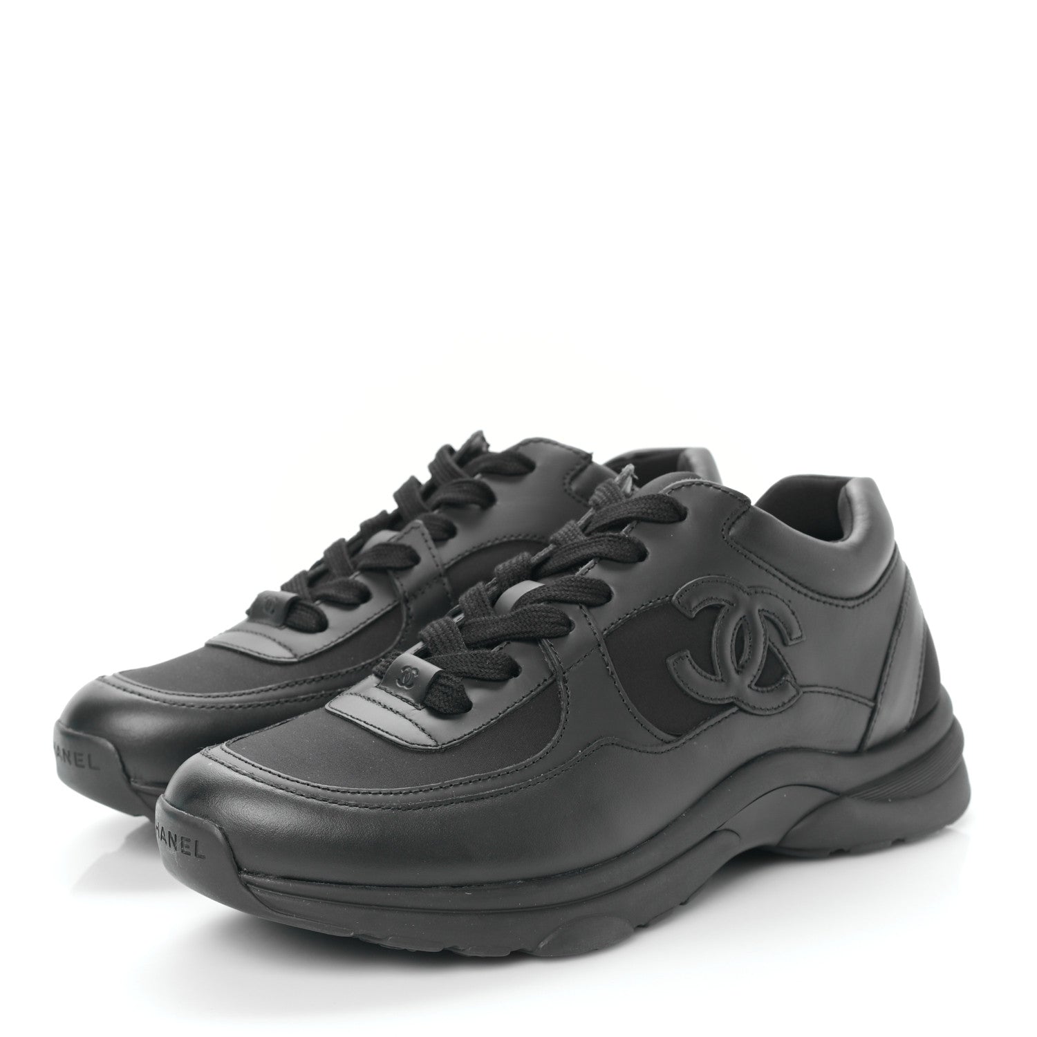 Chanel Calfskin Lambskin CC Uniform Sneakers 40 Black 3 of 7