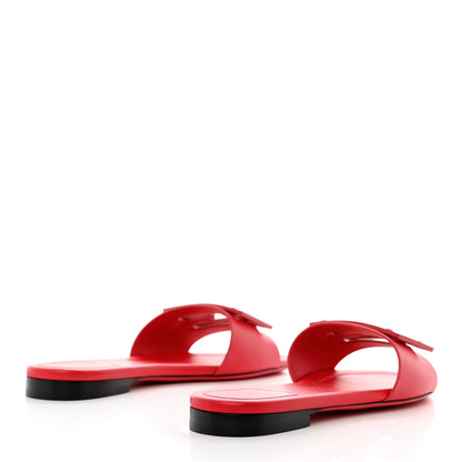 Fendi Vitello Cuoio Baguette Flat Slide Sandals 37.5 Lampone 4 of 8