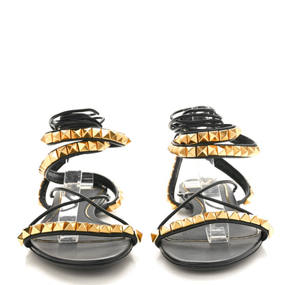 Valentino Garavani Calfskin Rockstud No Limit Gladiator Flat Sandals 40.5 Black 2 of 9