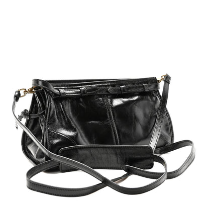 Prada Glossy Calfskin Triangle Small Bonnie Shoulder Bag Black 3 of 10
