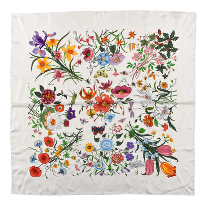 Gucci Silk Twill Flora Square Scarf White 1 of 5