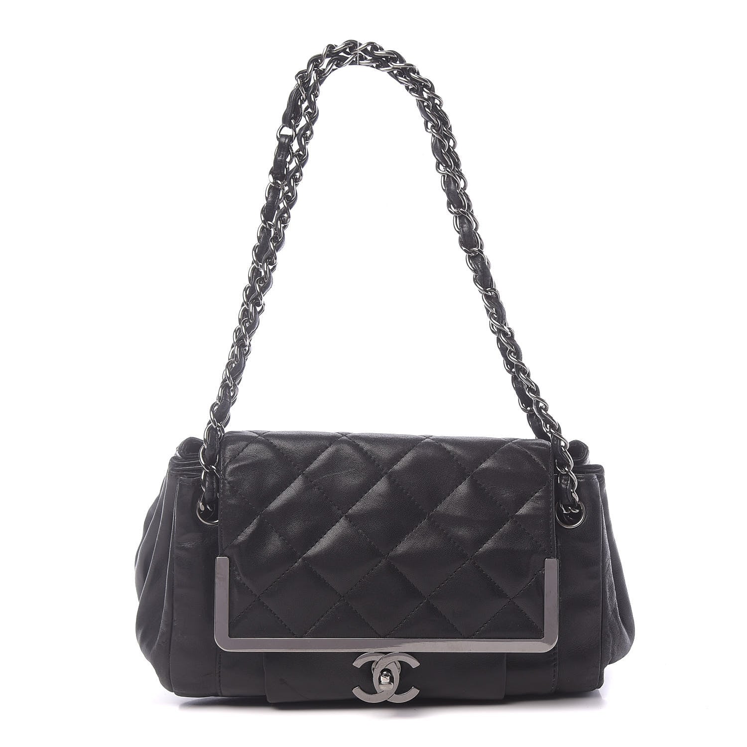 Chanel Calfskin Quilted Frame Flap Black 1 of 12