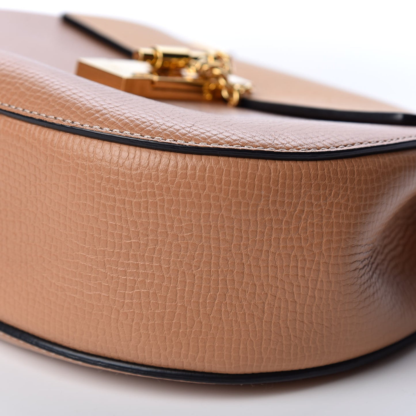 Grained Calfskin Lambskin Bi-Color Drew Shoulder Bag Wet Sand Sunflower