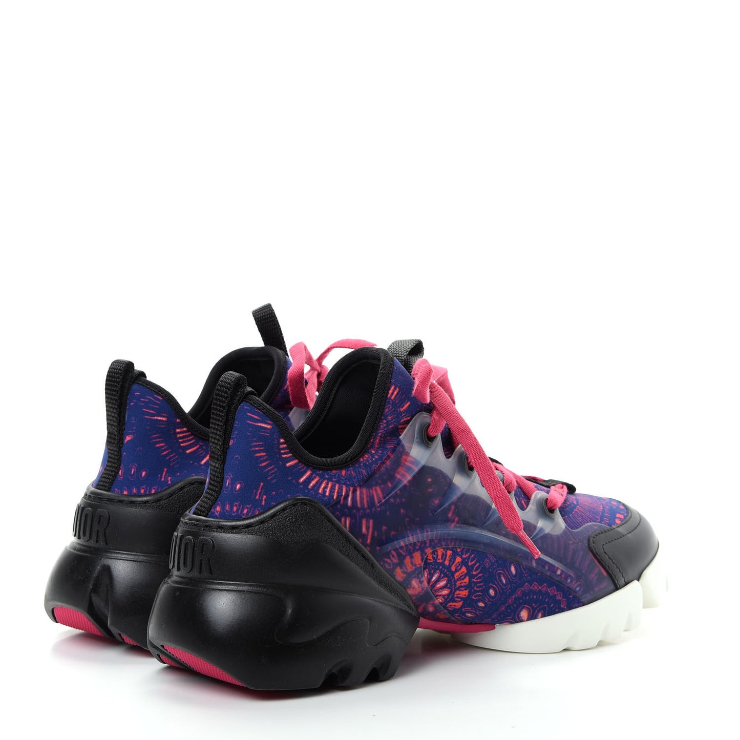 Technical Fabric Fireworks Print Womens D-Connect Sneakers 37 Deep Blue Fuxia