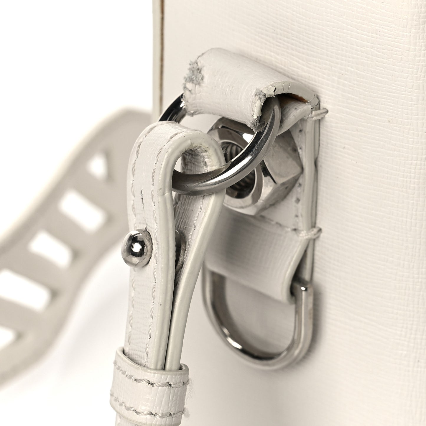 Saffiano Striped Mini Diag Binder Clip Bag White Black